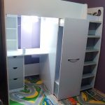 تخت نوجوان دوطبقه با کمد مخفی و دراور. تمیز تحریر