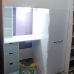 تخت نوجوان دوطبقه با کمد مخفی و دراور. تمیز تحریر