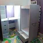 تخت نوجوان دوطبقه با کمد مخفی و دراور. تمیز تحریر