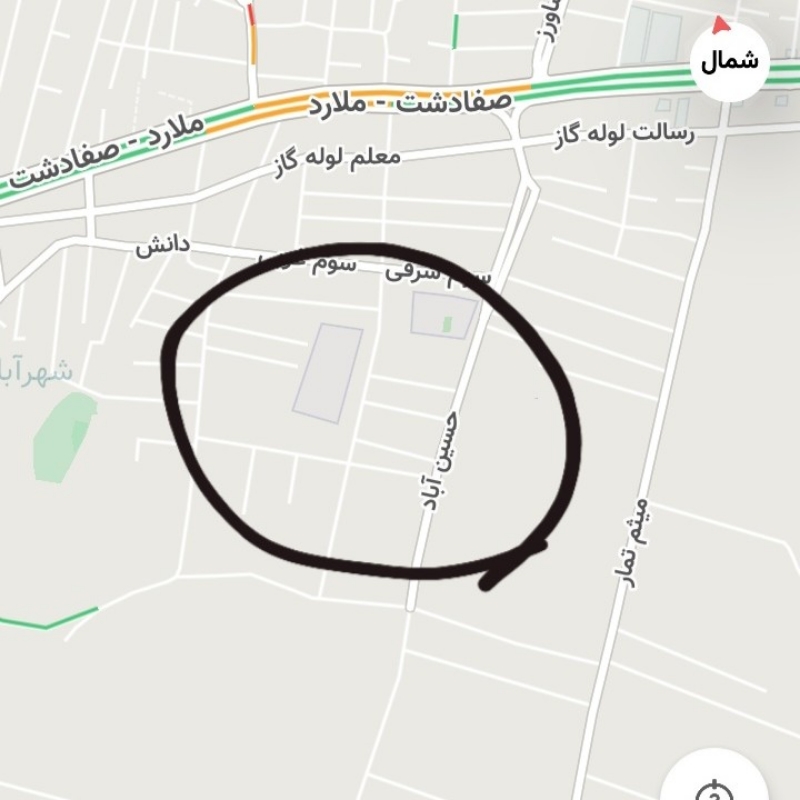 *فروش یک قطعه زمین  ۱۱۰ متری در صفادشت، بلوار حسین‌آباد*