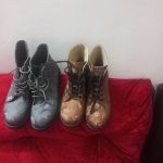 دوعددکفش نیم بوت چرم مصنوعی پلنگی