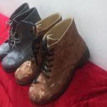 دوعددکفش نیم بوت چرم مصنوعی پلنگی